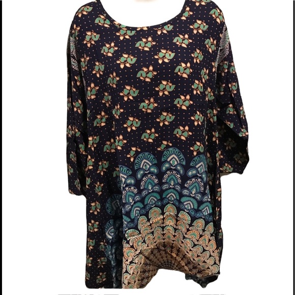 Sacred Threads Onesize Blouse.   220163.   BL/GR - Picture 2 of 5